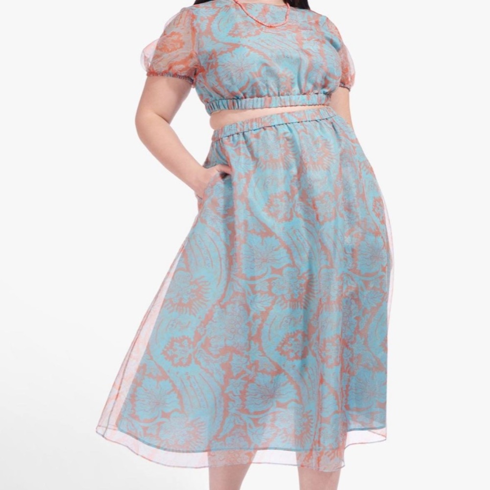 STAUD SET of 2 pieces. Mattia skirt and frieze top, size L